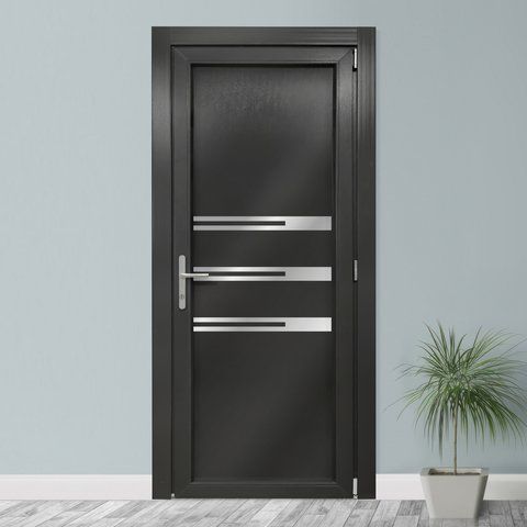 Двери межкомнатные пластиковые INOX NX11 антрацит М289 фото