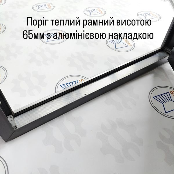 Двері вхідні вуличні металопластикові INOX GEO 01+скло антрацит V158 фото
