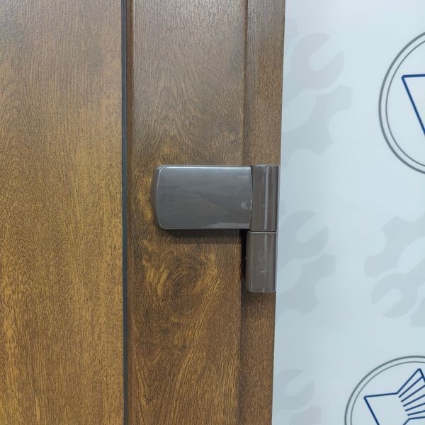 Двері вхідні вуличні металопластикові одностулкові INOX 36+скло горіх W314 фото