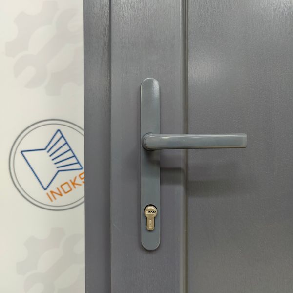 Двери входные уличные металлопластиковые INOX 32 антрацит V29 фото