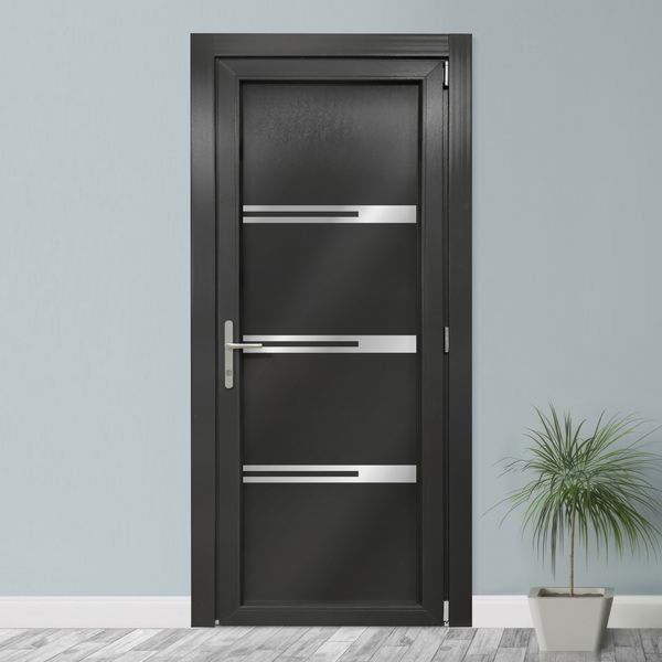 Двери межкомнатные пластиковые INOX NX12 антрацит М290 фото