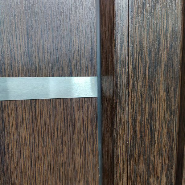 Двери межкомнатные пластиковые INOX 14 темный дуб М590 фото