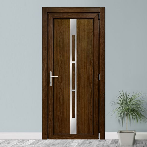Двери межкомнатные пластиковые INOX NX07 темный дуб М619 фото