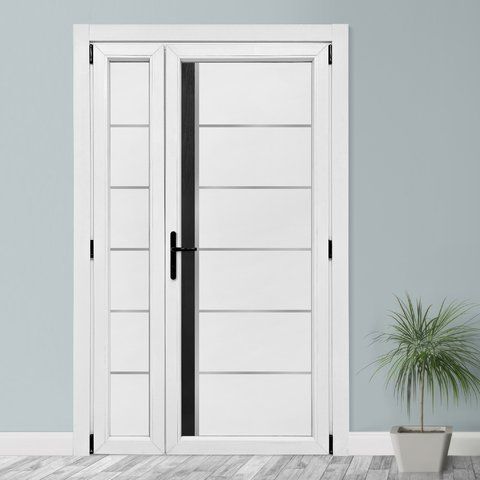 Двері міжкімнатні пластикові двостулкові модель INOX SMART 05+блеквуд білі МW03 фото