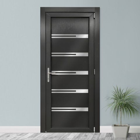 Двери межкомнатные пластиковые INOX NX14 антрацит М292 фото