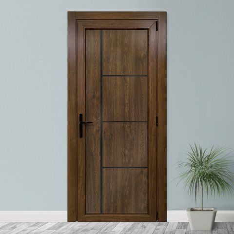 Двері міжкімнатні пластикові модель BLACKINOX 20 горіх М520 фото