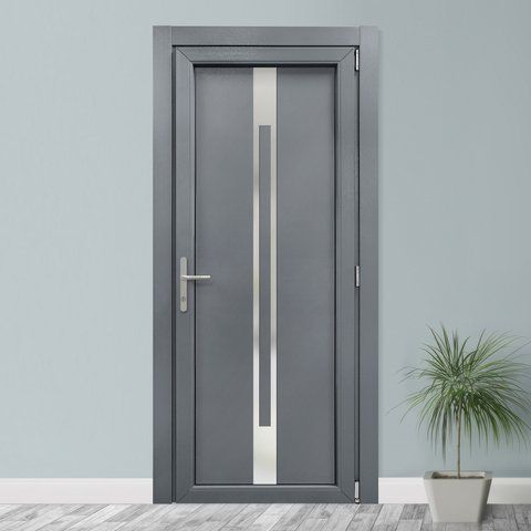 Двери межкомнатные пластиковые INOX GL01 базальт М228 фото