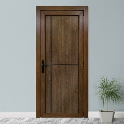 Двері міжкімнатні пластикові модель BLACKINOX 22 горіх М522 фото