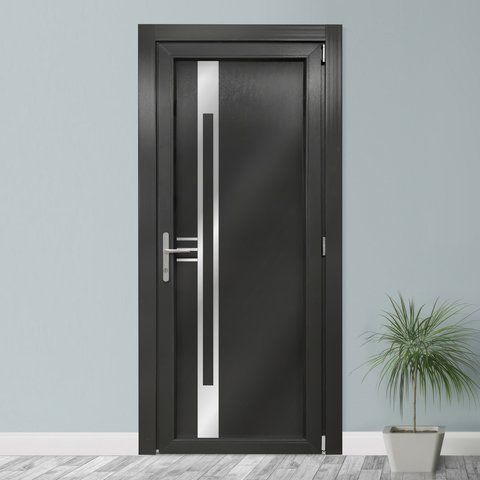 Двери межкомнатные пластиковые INOX GL06 антрацит М284 фото