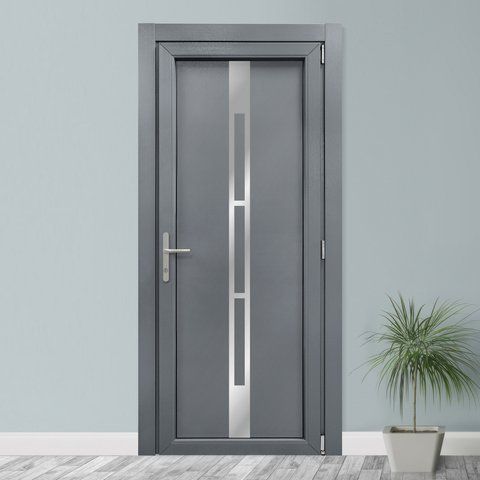 Двери межкомнатные пластиковые INOX NX07 базальт М235 фото