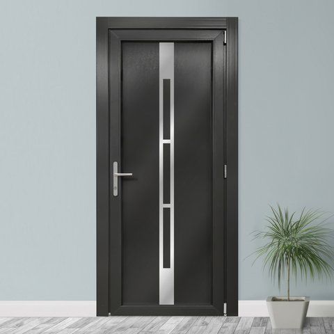 Двери межкомнатные пластиковые INOX NX07 антрацит М285 фото