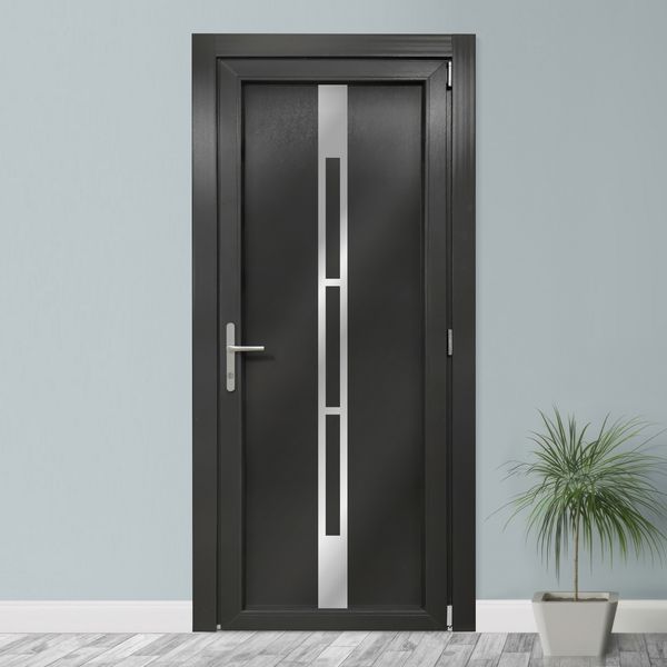 Двери межкомнатные пластиковые INOX NX07 антрацит М285 фото