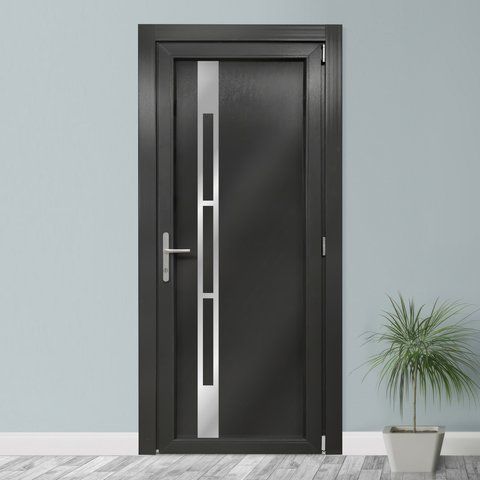 Двери межкомнатные пластиковые INOX NX08 антрацит М286 фото