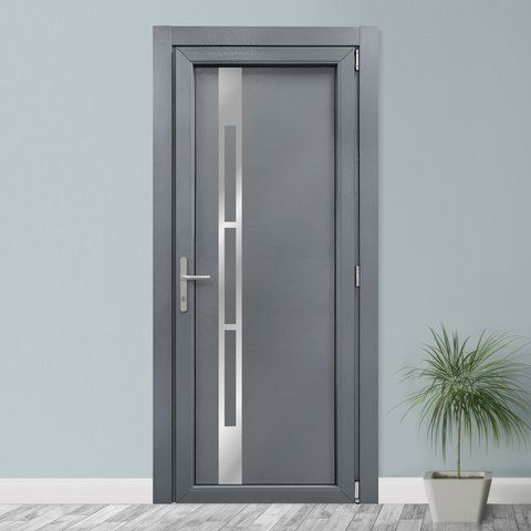 Двери межкомнатные пластиковые INOX NX08 базальт М236 фото