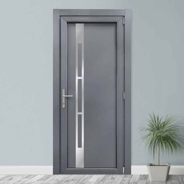 Двери межкомнатные пластиковые INOX NX08 базальт М236 фото