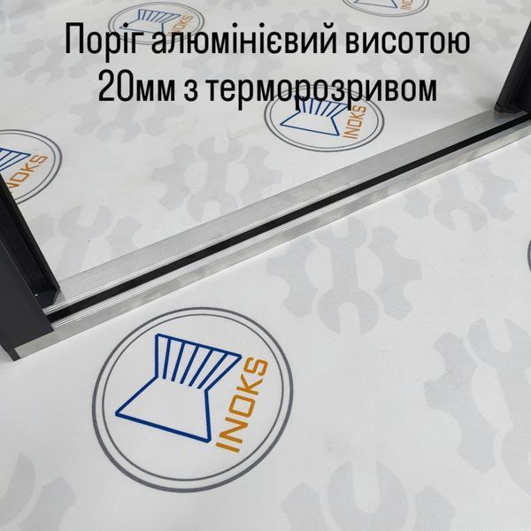 Двері вхідні вуличні металопластикові INOX 10+скло антрацит V118 фото